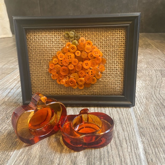 Fall -Handmade pumpkin frame and 2 pumpkin tea light holders - Picture 1 of 1